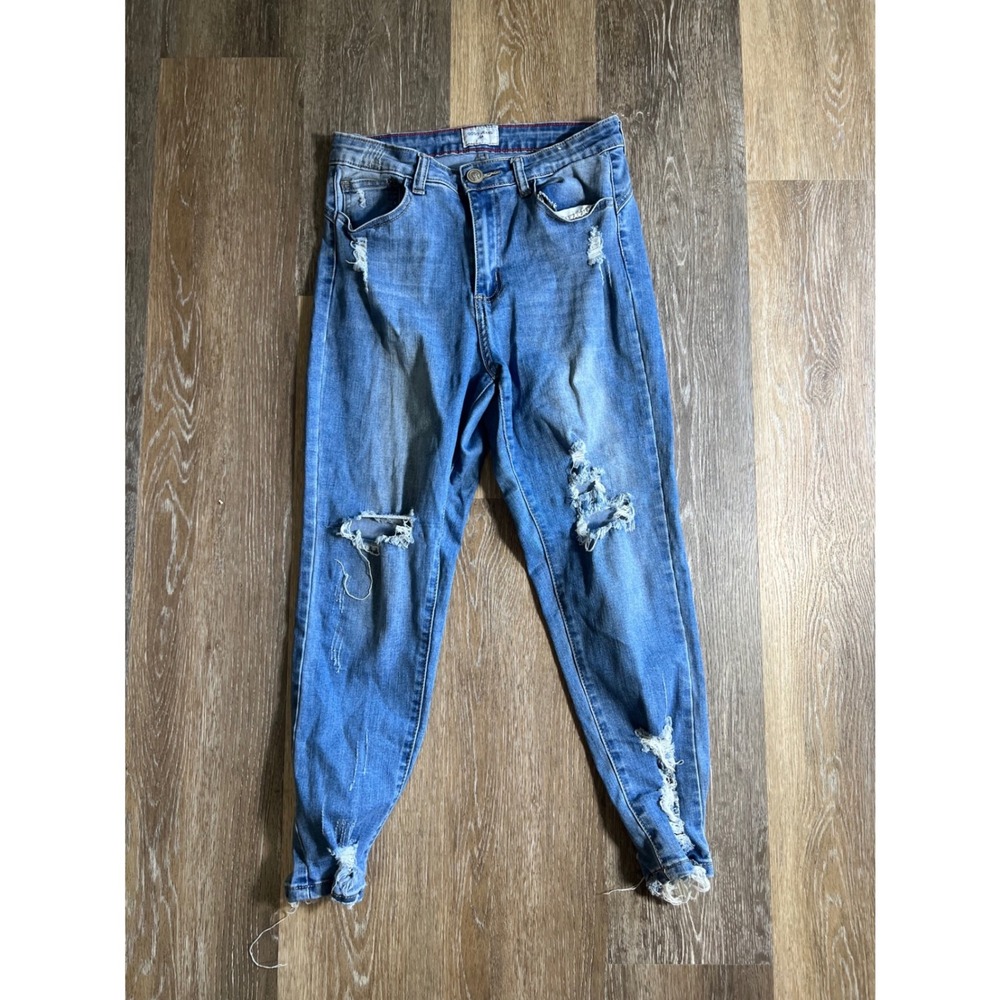 GOGO JEANS USA‎ Distressed Ripped High Rise Denim Jeans Women's Size 9